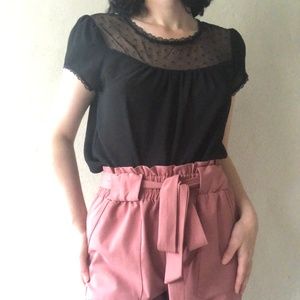 Sheer Dotted Black Blouse